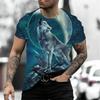 Новая мужская летняя футболка с 3D принтом волка, топ с короткими рукавами, модная уличная популярная футболка в стиле хип-хоп, мужская одежда