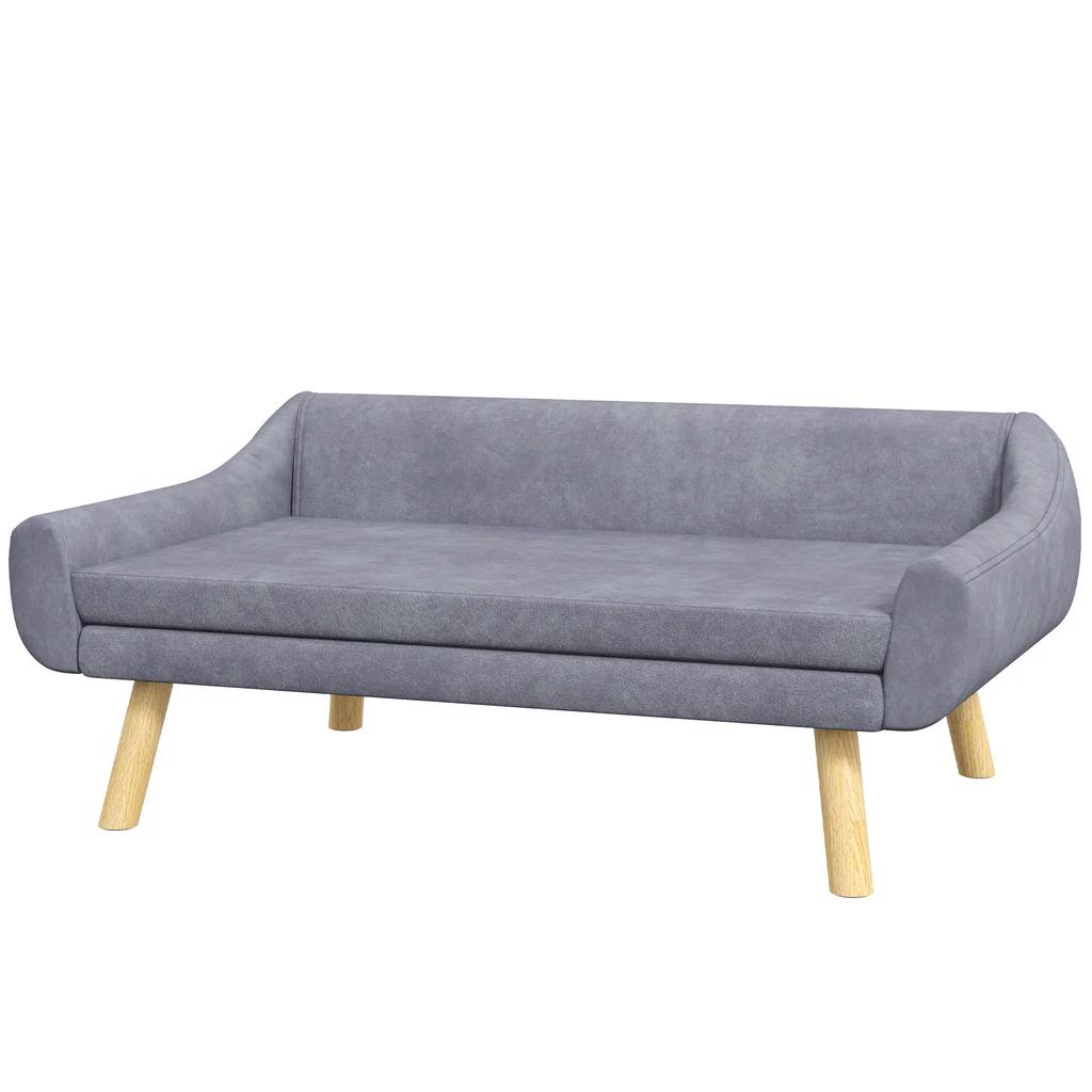 PawHut Scandinavian design dog sofa, removable soft cushion, velvet look fabric, solid wood legs