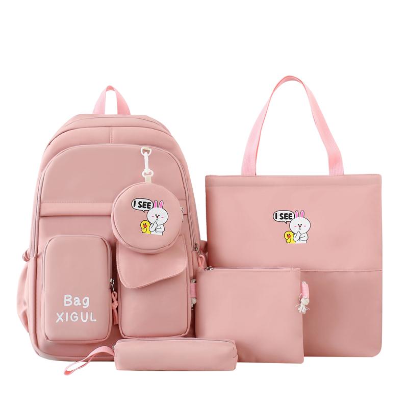 Five-Piece Backpack Set Student Schoolbag Waterproof Backpack Women's Nylon Backpack