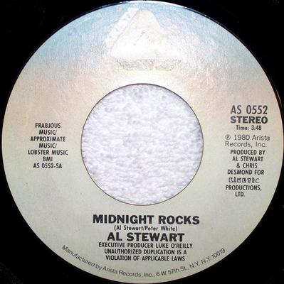 7-дюймовая пластинка ЭЛ СТЮАРТ - Midnight Rocks AS0552 Arista 1980 США Рок Б/У