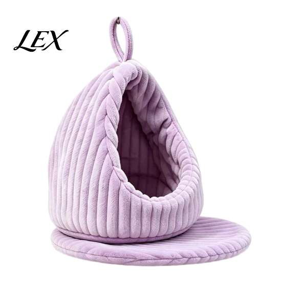 Birdcage Accessories Hanging Parrot Nest Bed, Winter Striped Plush Water Drop Shape Bird House Cozy Cave Bed with Removable Cushion, Cage Hammock for