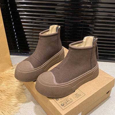 Замшевые ботильоны на платформе, ботильоны, женские, теплые, плюшевые, хлопковые, на среднем каблуке, брендовые, зимние, модные, трендовые, удобные, челси, ботинки женские