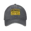 Caution grumpy old Unisex  Casual Baseball Cap  Running Hippie Hip Hop Hats Summer Sunscreen FeUnisex Unisex Vintage Baseball Caps