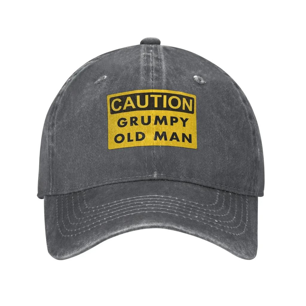 Caution grumpy old Unisex  Casual Baseball Cap  Running Hippie Hip Hop Hats Summer Sunscreen FeUnisex Unisex Vintage Baseball Caps