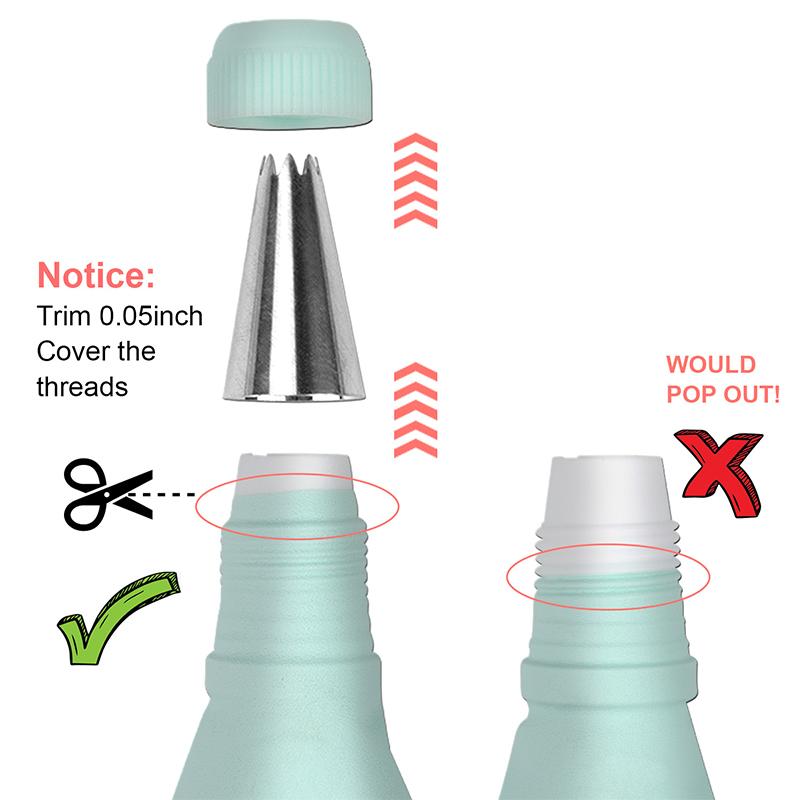 LMETJMA 34 шт. Набор кондитерских мешков и насадок 24 насадки из нержавеющей стали 2 многоразовых силиконовых кондитерских мешка 3 разглаживателя глазури 1 кисть для труб