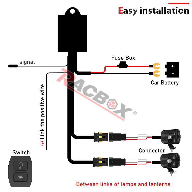 12V Flash Relay Cable Car Motorcycle LED Fog Lights Wire Harness On/Off Remote Control Switch Fog Lamp Spotlights High Low Light