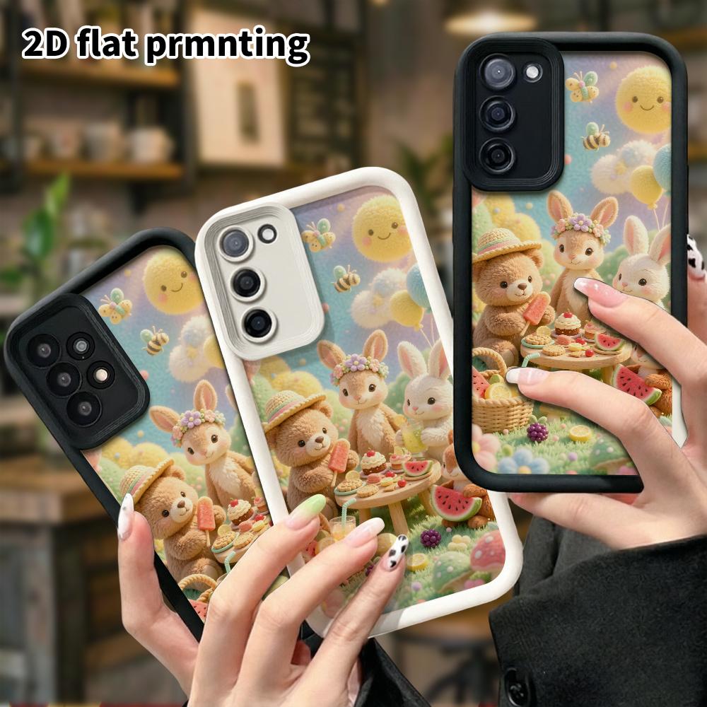 Phone Case: 2D flat, suitable for Samsung Galaxy A34 A35 M05 M06 S20 S22 S21 FE Plus 5G protective case, little animals' picnic, perfect Christmas and