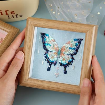 Французский 3D-вышивка DIY Набор материалов Ручная работа Бисерная Бабочка Фоторамка Праздничные подарки для друзей