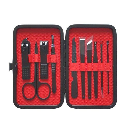 Набор для ухода за ногтями Carbon Black 10 предметов Уход за руками и ногами Подарок Домашние кусачки для ногтей