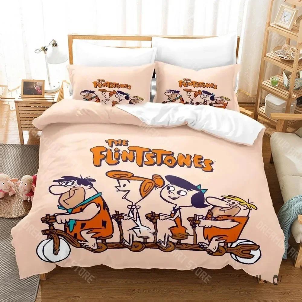 3D Print The Flint-Stone Cartoon Bedding Set Boys Girls Twin Queen King Size Duvet Cover Pillowcase Bed boy Adult