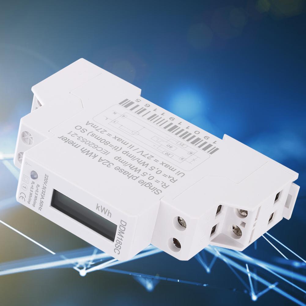 1P ЖК-цифровой дисплей Однофазный DIN-рейка Электроэнергия Потребление энергии Счетчик энергии