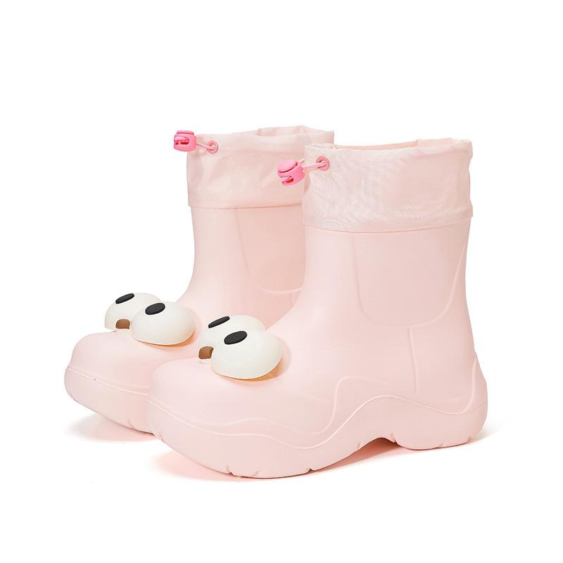 Unisex Rain Shoes for Adults Factory-Made with Round Toe PVC/EVA/Rubber Insole for All Seasons Rain Boots for Women Outdoor