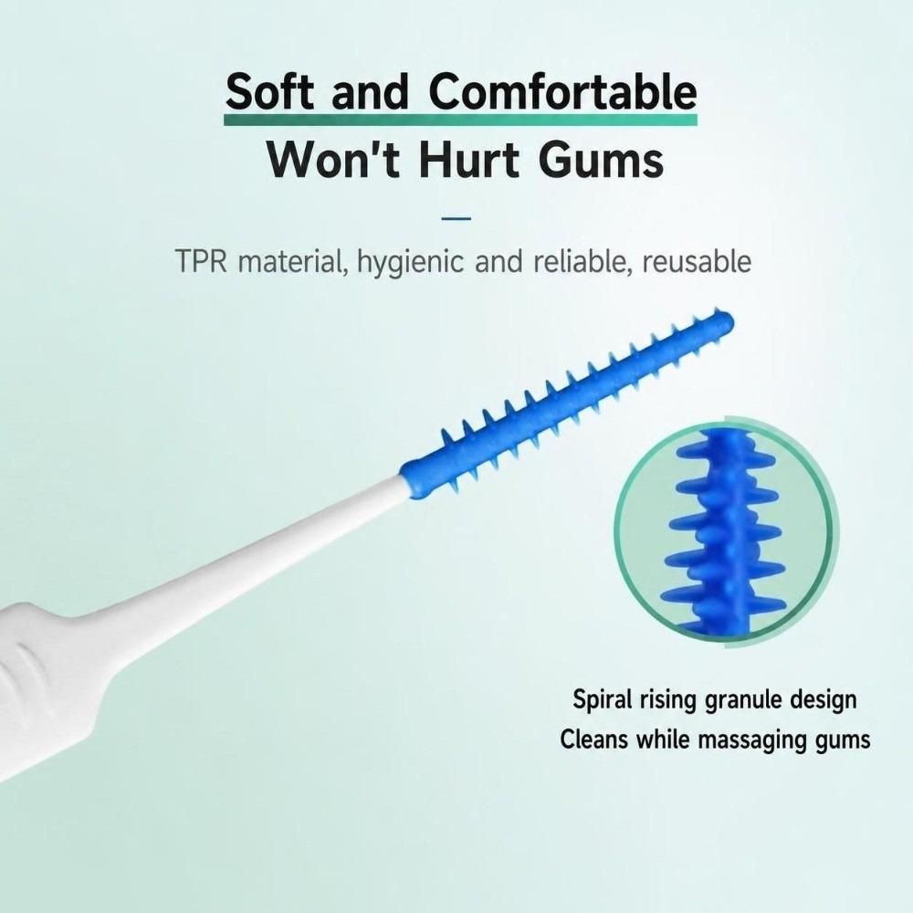 400PCS Soft TPR Interdental Dental Pick Blue Teeth Cleaning Tool Daily Oral Hygiene