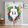 Футбольный мяч с красочным шаблоном аэрозольной краски, шифоновые прозрачные шторы для гостиной, спальни, оконные вуали, тюль, занавески