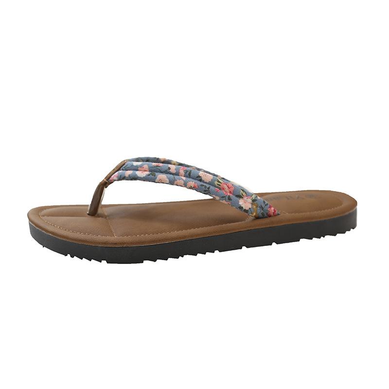 Внешнеторговые шлепанцы на плоской подошве для женской уличной обуви 2025 лето новые больших размеров модные цветочные шлепки пляжная обувь
