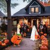 Хэллоуинский наряд для гуся для 23-дюймовой статуи гуся Костюм гуся-призрака-тыквы Одежда для лужайки для гуся для осени Декор для крыльца, патио, двора