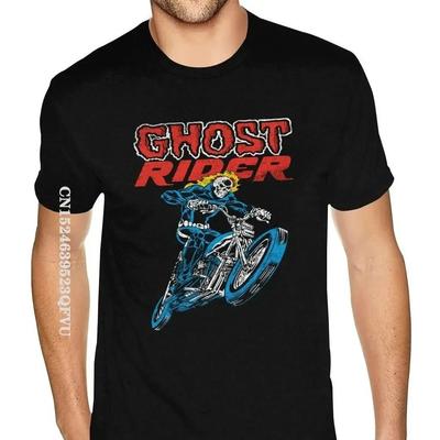 Милые футболки Ghost Rider, мужские футболки высшего качества в готическом стиле, аниме, футболки из чистого хлопка, футболки в стиле панк