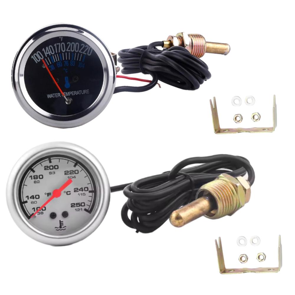 2" 52MM Mechanical 12V Water Temp Gauge 100-250℉/38-121℃ Water Temperature Gauge Car Meter With Sensor NPT 1/2-14