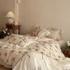 Chunti Rose < unk > French Romantic Girl Cotton and Linen Four-piece Linen Blended Glazed Yarn Bow Quilt Cover Bedding