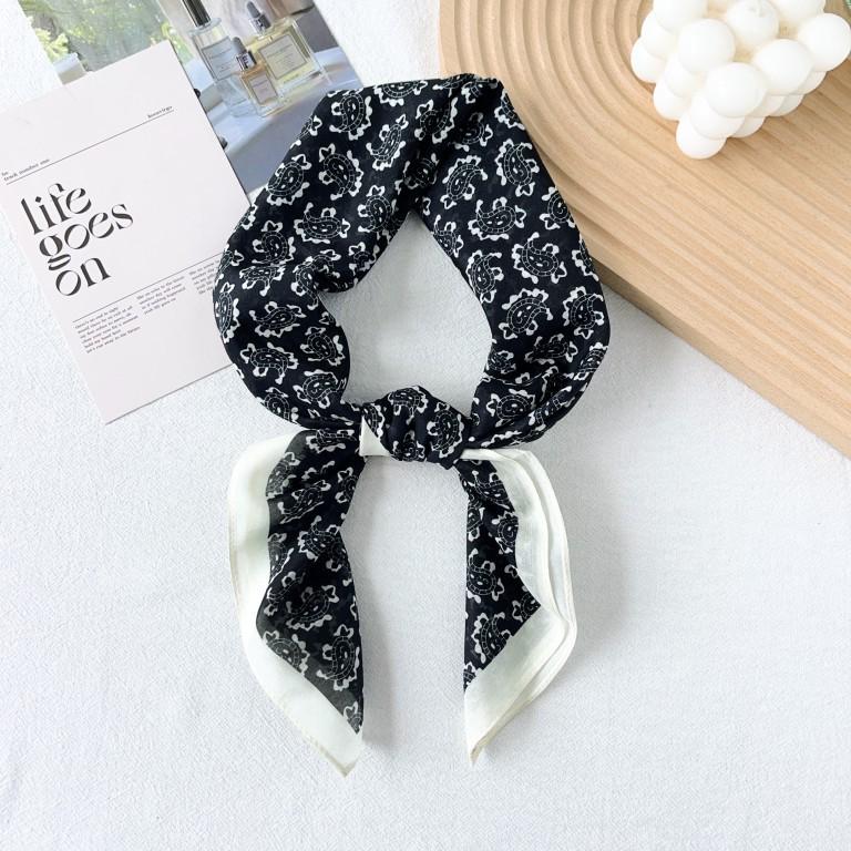 Spring and summer new retro cashew flower silk cotton square scarf small silk scarf women's neck high-end temperament small scarf