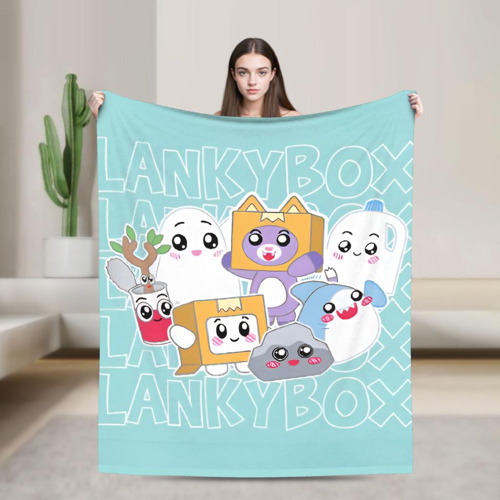 Плед Foxy Boxy и Rocky Lankybox Мягкий Теплый Новинка Плюшевый Плед для Дивана Кровати Кемпинга Фланелевая Постельная Покрывало Покрытие для Кровати