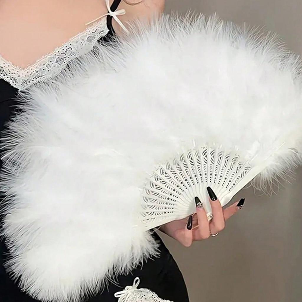 20s Vintage Feather Fan Flapper Dance Roaring Gatsby Burlesque Handheld Marabou Feather Fan Flapper Accessories