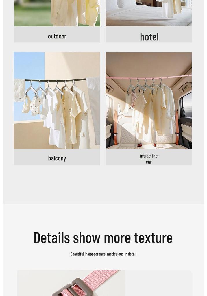 Portable Adjustable Clothesline for Travel and Outdoor Use