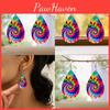 Fashion Colored Pattern Water Droplet Shaped Women Acrylic Earrings For Daily