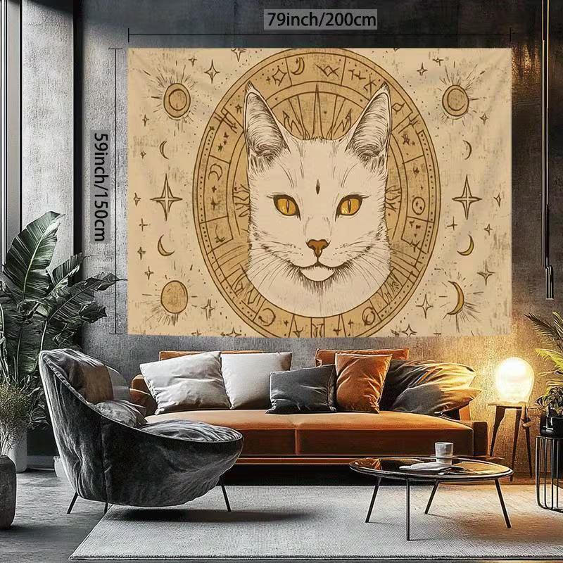 2D Antique Tarot Feline Home Decor Mystic Birthday Photography Backdrop