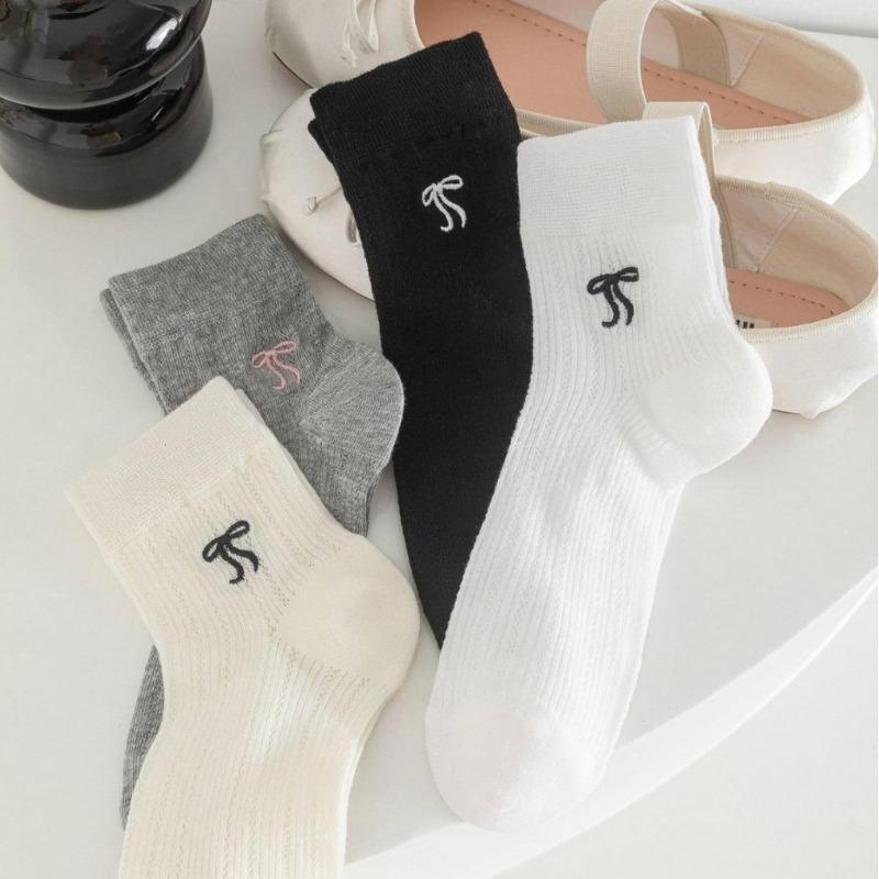 Женские короткие носки, тонкие дышащие хлопковые носки с бантом, милые носки в японском стиле