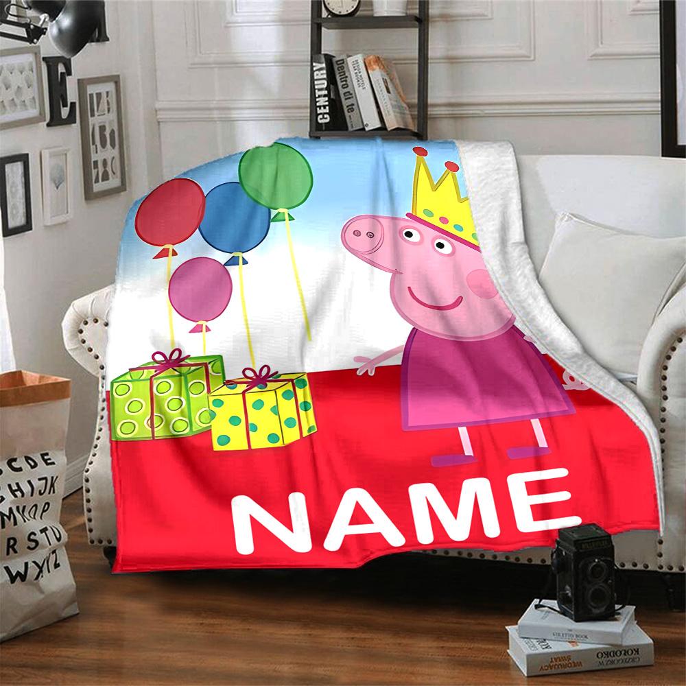 Customizable Pink Pig1 Throw Blanket – Personalized Name, All-Season Cozy Snug Blanket, Machine Washable, Personalized Blanket