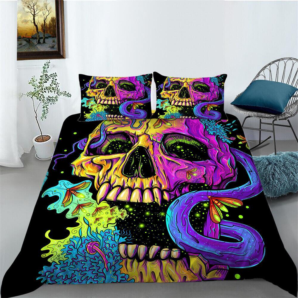 3D Skull Duvet Cover Bedroom Decor Youth Bedclothes Fashion Bedding Cover Suit
