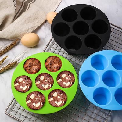 Силиконовые формы для кексов, 3 шт. Силиконовые формы для маффинов для фритюрницы, Антипригарная форма для маффинов для фритюрницы на 7 ячеек для выпечки яиц, кексов, тартов, хлеба