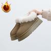 Женские зимние ботинки на толстой платформе, нескользящие, с искусственной замшей, с искусственной подкладкой, короткие ботинки для женщин, теплая обувь для ходьбы, домашние тапочки для улицы и дома