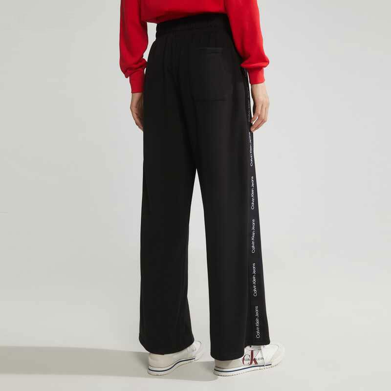 Calvin Klein Однотонные модные жаккардовые тканые хлопковые трикотажные широкие повседневные брюки женские низы Space-Black ZW02280-BEH