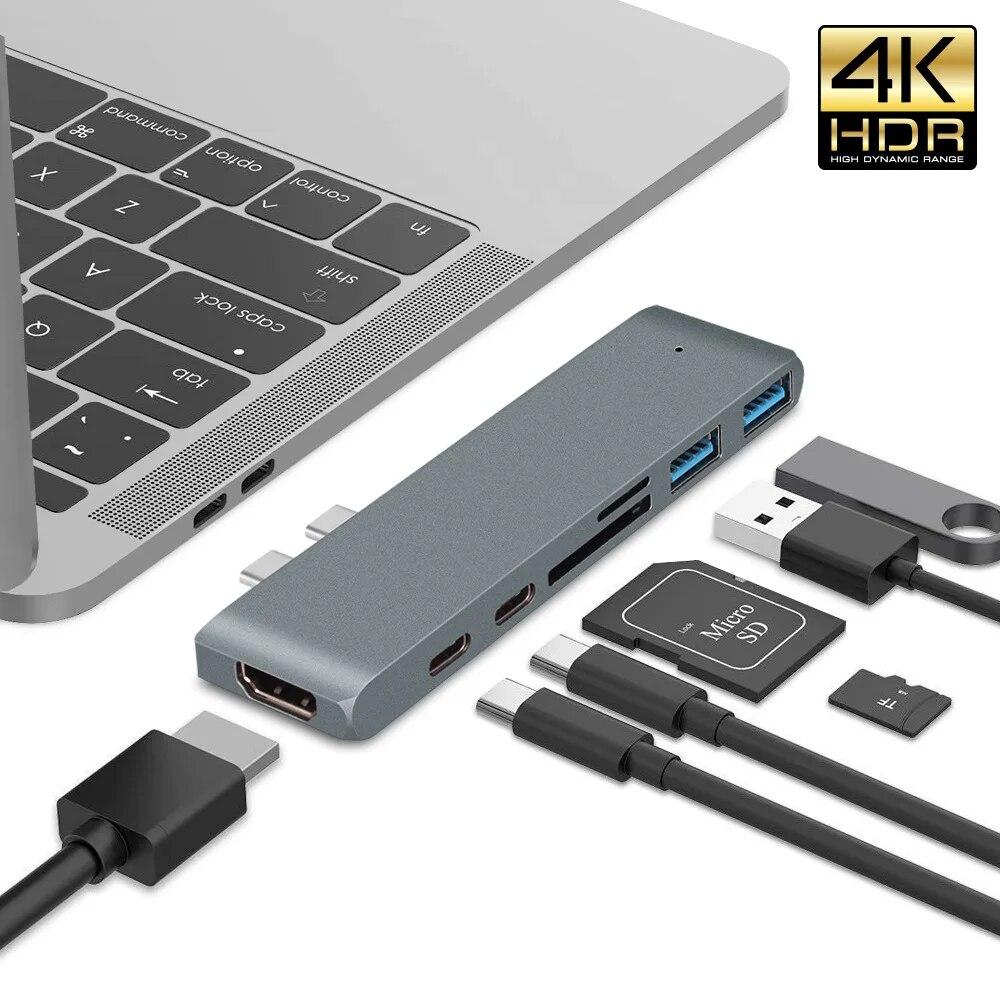 Концентратор USB 3.1 Type-C к адаптеру HDMI 4K Thunderbolt 3 USB C Hub TF Слот для устройства чтения карт SD PD для MacBook Pro 16 14 Air 13 M1 Chip