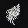Female Fashion White Crystal Flower Brooches For Women Luxury Silver Color Rhinestone Alloy Plant Brooch Safety Pins