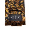 Hi-Tie Мужские шелковые галстуки с золотыми цветами, жаккардовый галстук, носовой платок, запонки, свадебный выпускной