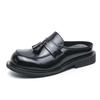 Fashion Luxury Designer Leather Tassel Mules Half Shoes Slippers Mens Lazy For Men Slides Casual Shoes Sandals Loafers