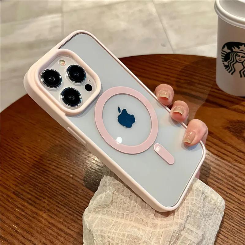 Роскошный магнитный противоударный чехол для телефона для iPhone 16 15 14 13 12 11 Pro Max Mini Plus Для Magsafe Беспроводная зарядка Чехлы Обложка