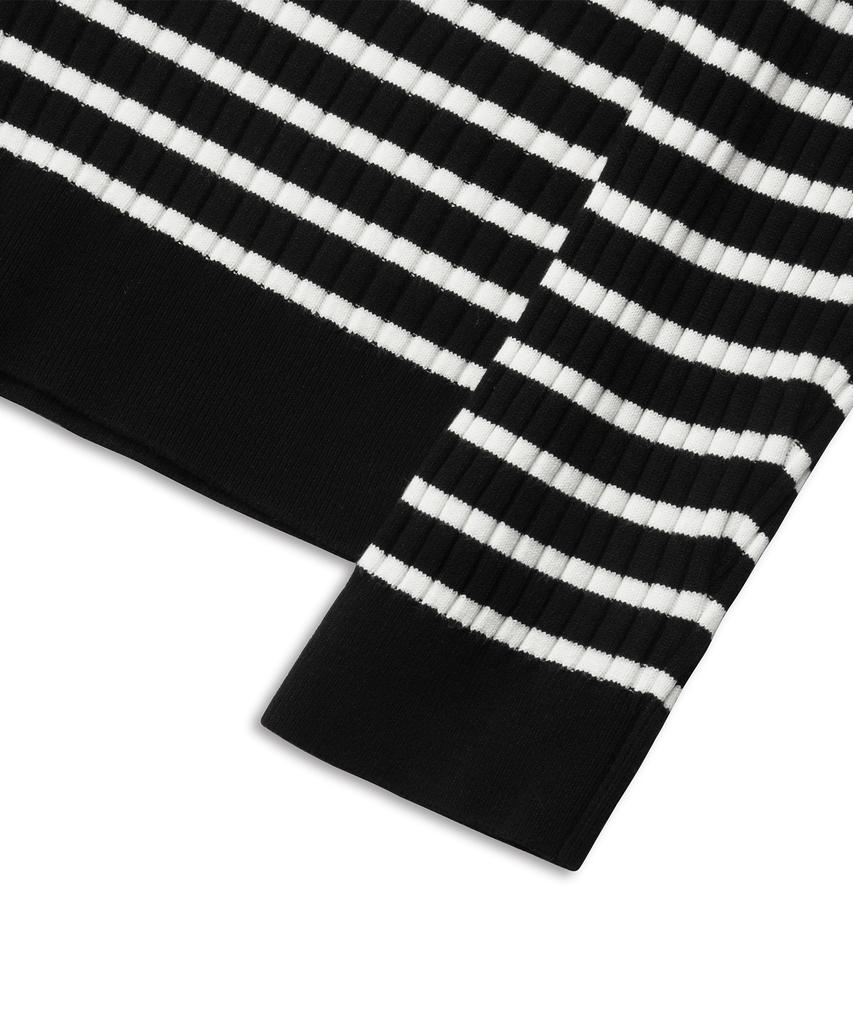 DOFFJASON Striped Henley Neck Knit Black