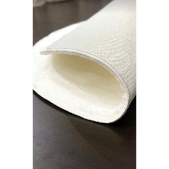 Домашний текстиль-сюрприз, круглый плюшевый ковер белого цвета, который можно стирать