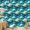 Wallpaper Ink turquoise, sea blue, navy blue and celadon 50x1000