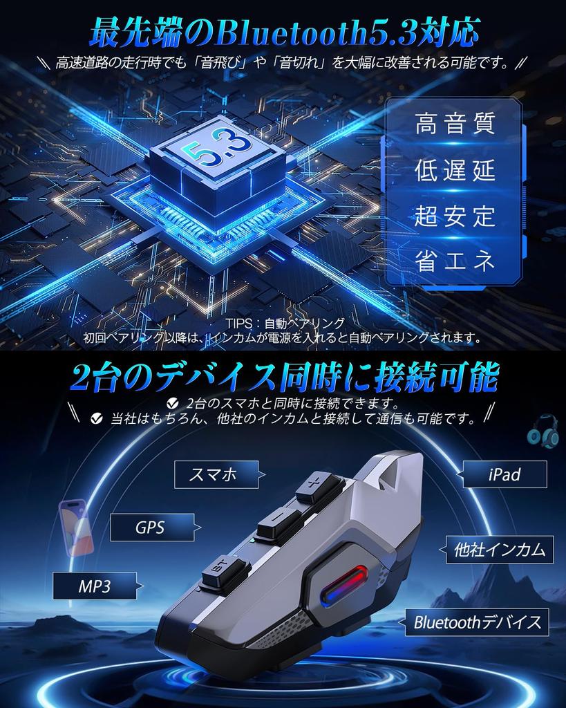 Charmelife Мотоциклетная гарнитура [10 человек подключены одновременно, 35 часов непрерывного использования] Подключение Bluetooth 5.3 Стабильная дальность связи 2