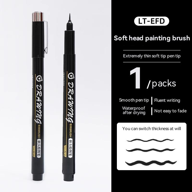 Highlight Marker Pens Soft Brush Tip Gel Pens Set for Art Calligraphy Sketching Drawing Hand Lettering Black Ink Brush Markers