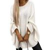 Women Sweater O-Neck 3/4 Sleeve Cloak Style Pullover Tops Solid Color Loose Fit Elastic Breathable Knitting Tops