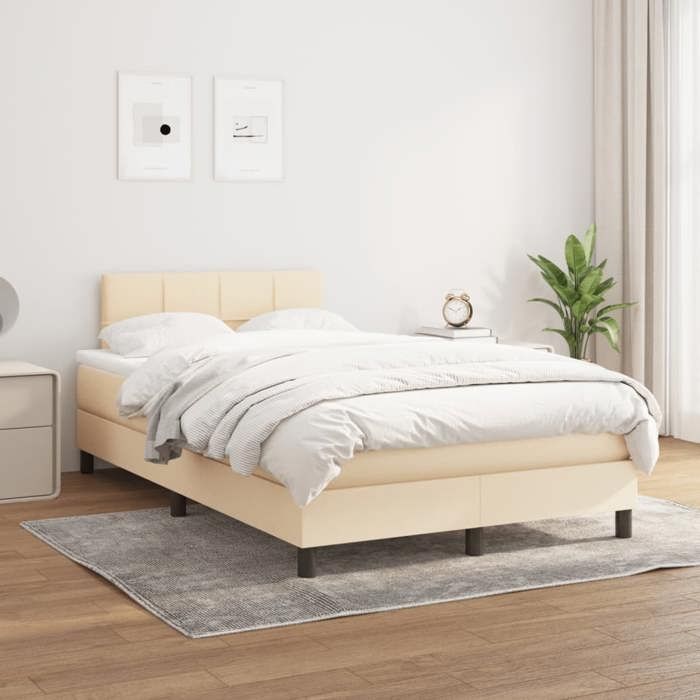 Maison Exclusive - Sommier à lattes de lit avec matelas crème 120x190 cm tissu