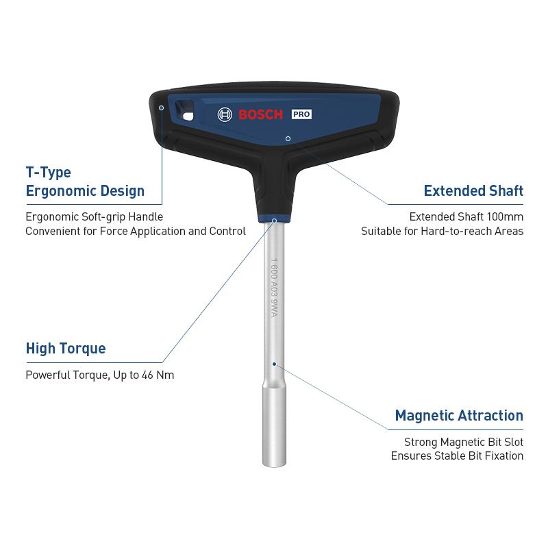 Bosch Удлинитель для шуруповерта PRO Трещотка Набор отверток с трещоткой 1/4" Шестигранный шлиц Сильный магнит Эргономичная рукоятка Хром-ванадиевая сталь