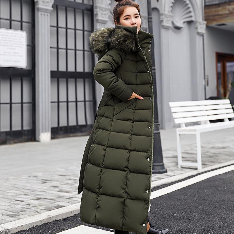 Down Padded Jacket Women's Long Parkas Winter Clothing Korean Slim Over-the-knee Thickened Down Jacket Cotton Jacket