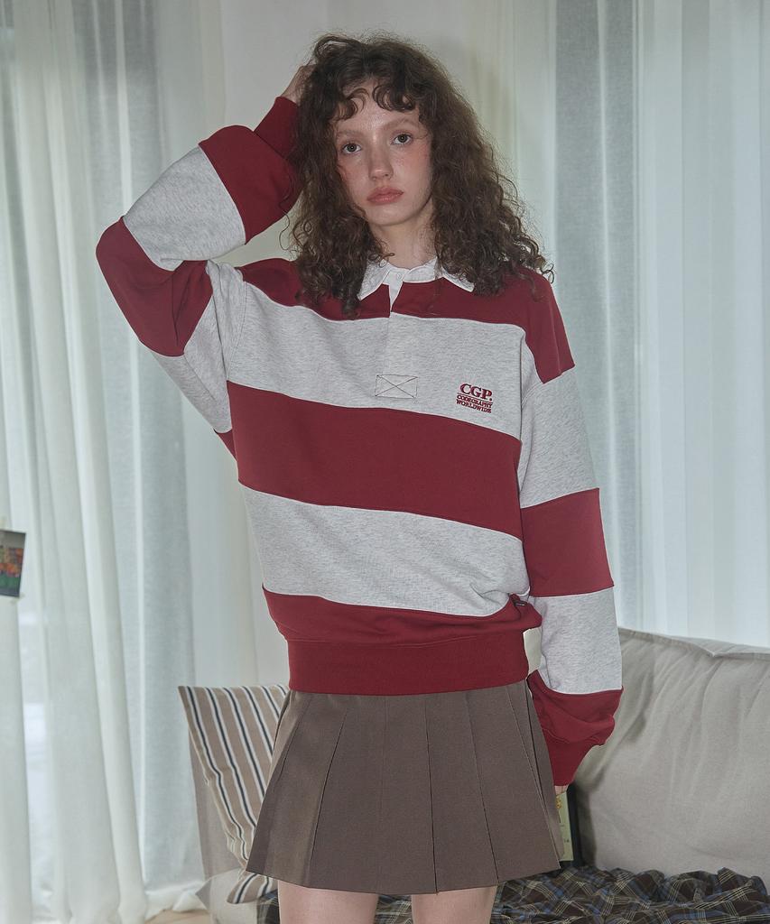 CGP Striped Rugby Sweatshirt_Dark Red